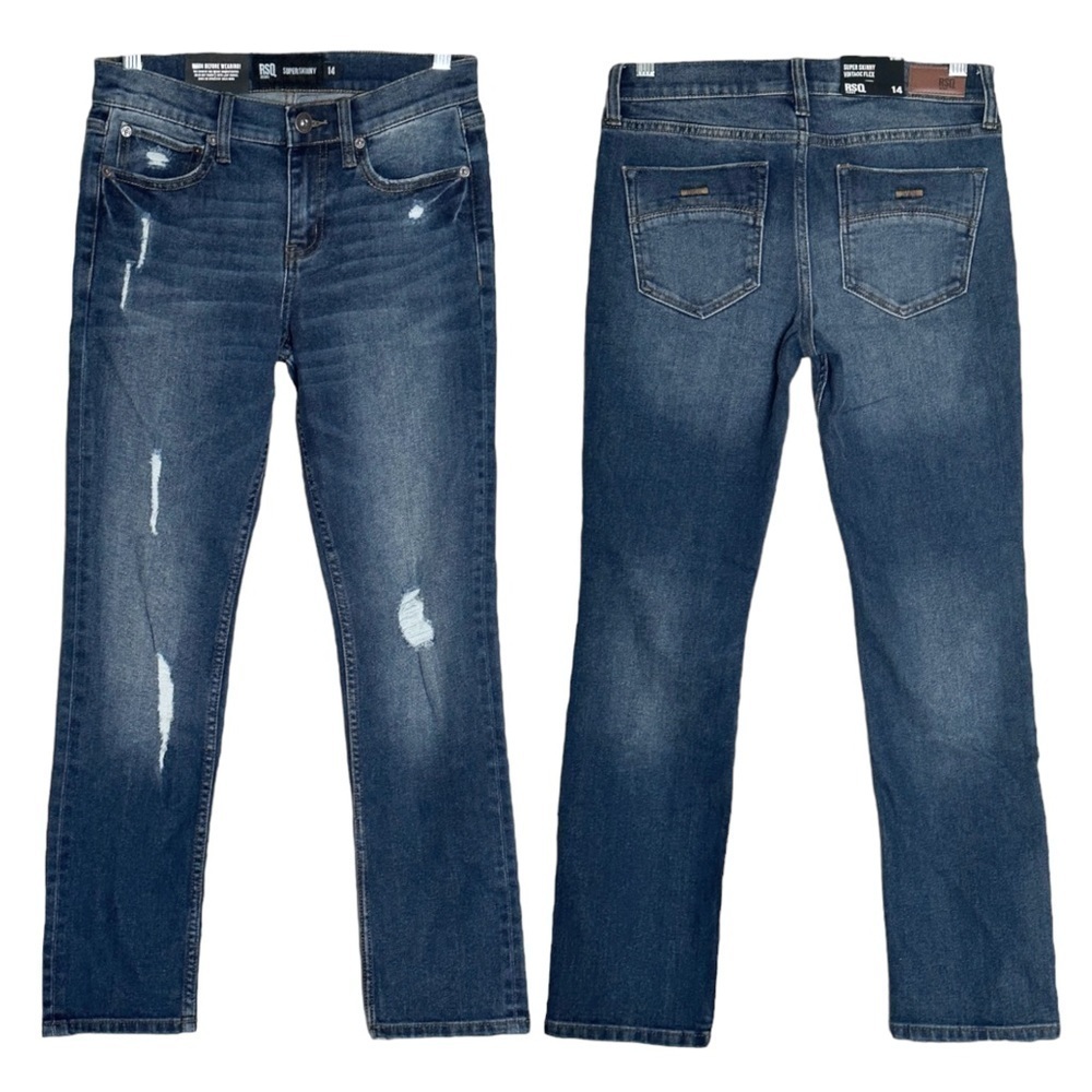 🌺 Tilly’s RSQ Vintage Flex Distressed Dark Wash Super Skinny Jeabs Girls 14 NWT